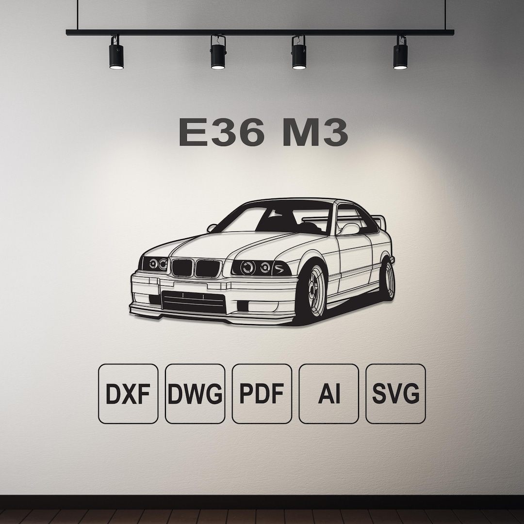 BMW E36 M3 Digital Art, Laser Cut File (DXF, SVG) - Etsy