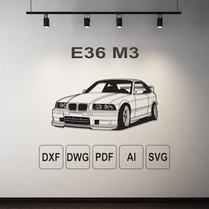 BMW E36 M3 Digital konst, laserskuren fil (DXF, SVG)