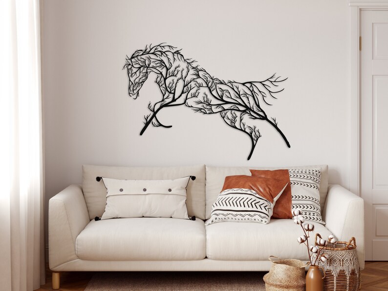 Metal Wall Decor Tree Horse home Decoration wall Etsy