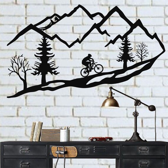 Metal Wall Art Mountain Bike Trees Mountain Bike Metal Wall | Etsy