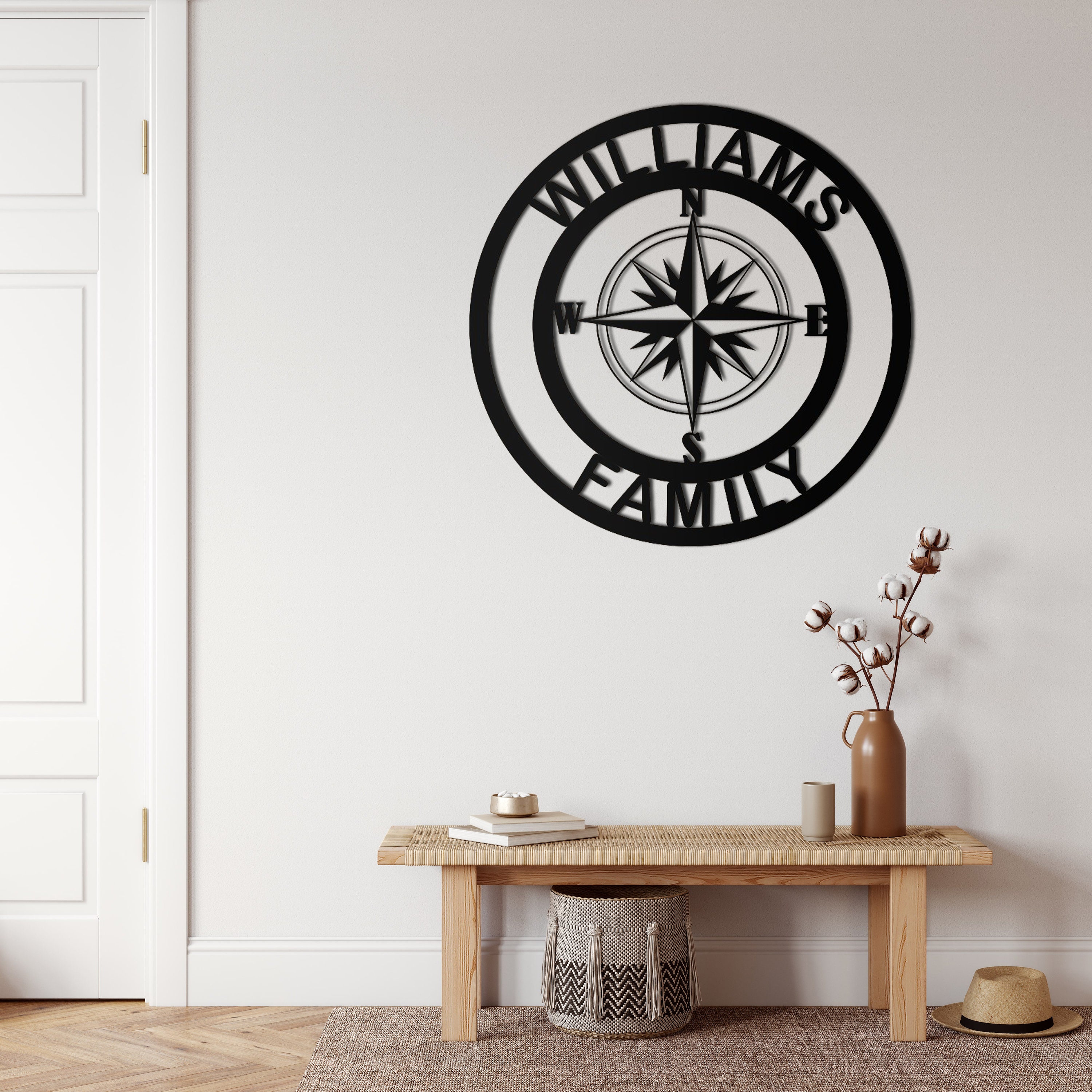 Metal Wall Art Custom Personalized Compass Monogram With Etsy