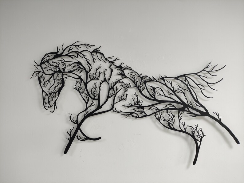 Metal Wall Decor Tree Horse home Decoration wall Etsy