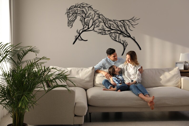 Metal Wall Decor Tree Horse home Decoration wall Etsy