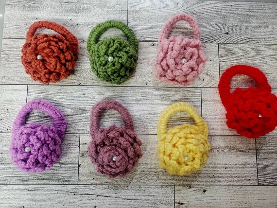 Hair Scrunchy/ Scrunchy Crochet/ Rose with Pearl Crochet Scrunchy/ Hair Accessories/ Knitted Scrunchy/ Handmade Scrunch