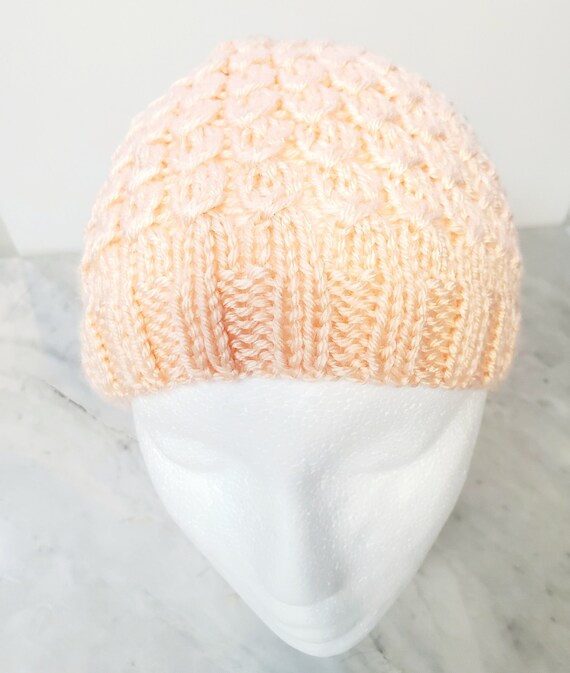 Beautiful Knitted Hats for Kids/ Peach/ Light Green/ Winter Beanies for Kids/ Choose your Favorite Color