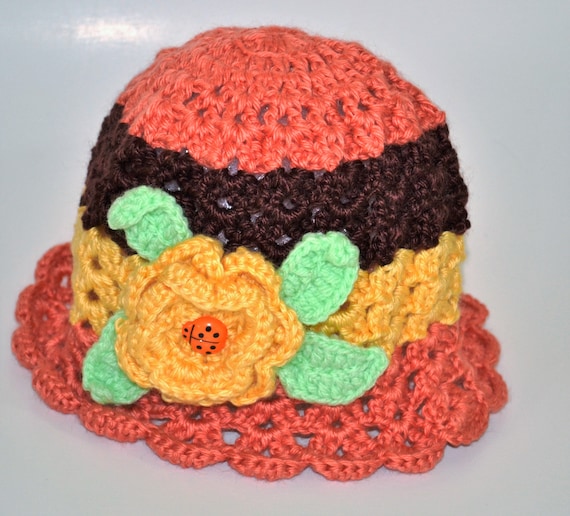 Knitted Girl Hat, Flower Hat, Girl Winter Hat, Girl Spring Hat, Crochet Hat