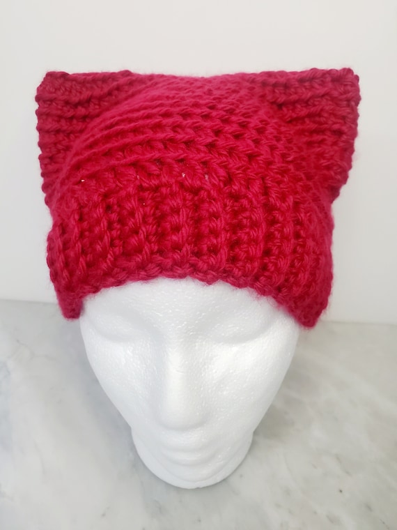 Crochet Cat Hat/ Knitted Red Cat Hat / Saint Valentine Cat Hat