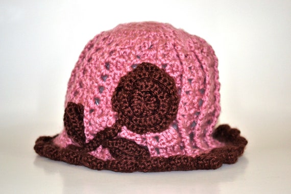 Knitted Hat / Crochet Hat for young girls/ Rose Hat/ Handmade Hat/ Winter Hat