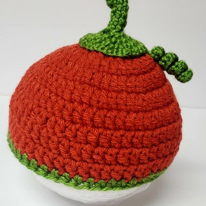 Pumpkin Shaped Knitted Beanie for Baby/ Orange Crochet Hat for Baby/ Unisex Knitted Hat for Babies/ Fall Color Hat/ Autumn Beanie image 6