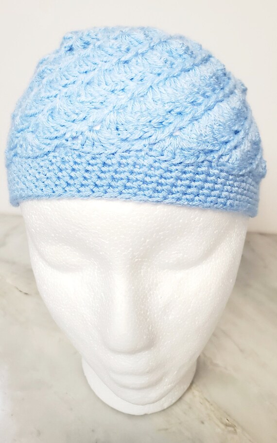 Light and Dark Blue Handmade Knitted Hats for Kids/ Crochet Winter Hat for Kids/ 6 to 12 month old/ Choose your Color