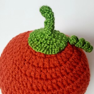 Pumpkin Shaped Knitted Beanie for Baby/ Orange Crochet Hat for Baby/ Unisex Knitted Hat for Babies/ Fall Color Hat/ Autumn Beanie image 3