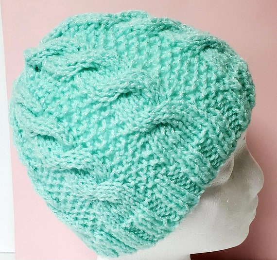 Unisex Light Green Crochet Hat/ Winter Knitted Hat/ Light Green Crochet Hat/ 4-12yrs old