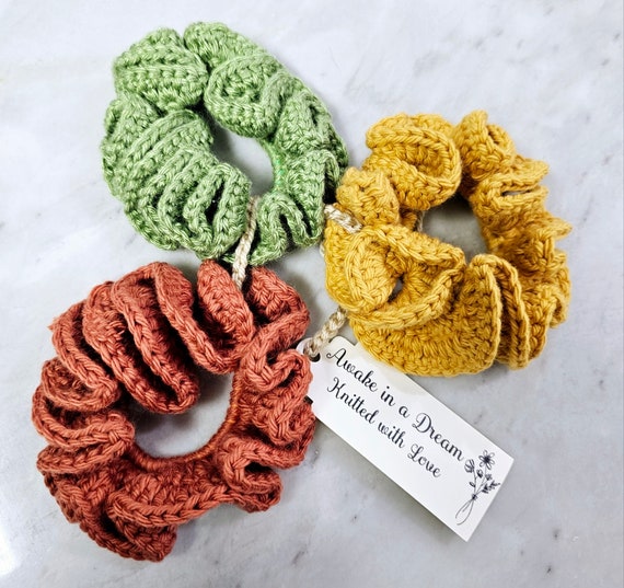 3pcs Fall Hair Scrunchies / Fall Scrunchy Crochet set of 3/ Hair Accessories/ Knitted Scrunchy/ Hand Scrunch