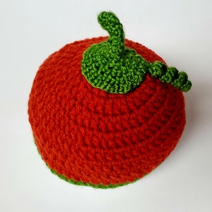 Pumpkin Shaped Knitted Beanie for Baby/ Orange Crochet Hat for Baby/ Unisex Knitted Hat for Babies/ Fall Color Hat/ Autumn Beanie image 5