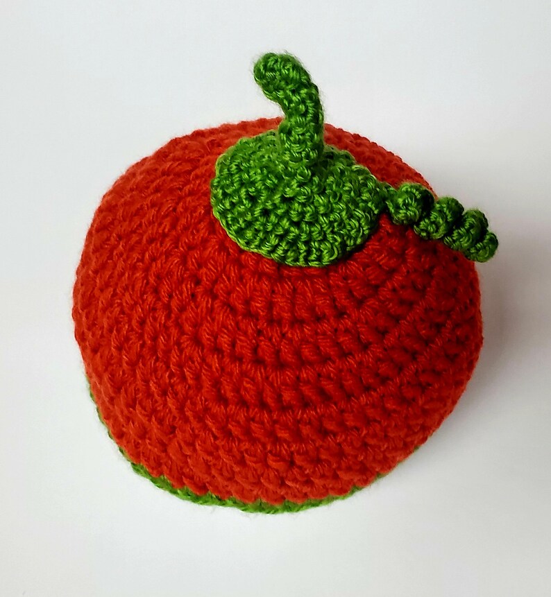 Pumpkin Shaped Knitted Beanie for Baby/ Orange Crochet Hat for Baby/ Unisex Knitted Hat for Babies/ Fall Color Hat/ Autumn Beanie image 5