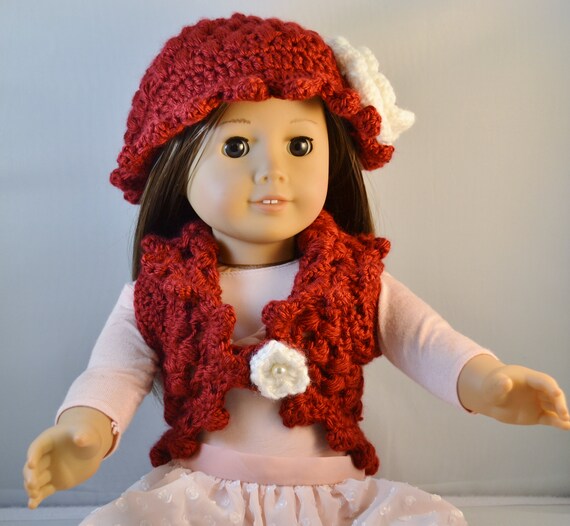Knitted Set for American Girl Dolls/ Crochet Hat and Vest for Dolls/ Knitted Hat and Vest Set/ Doll Clothes