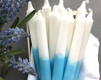 Dip dye candles blue
