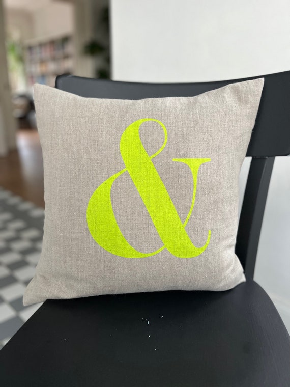Natural Linen Cushion Cover: Neon Ampersand Accent Pillow