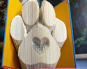 Folded Book Décor -- Pawprint with Heart