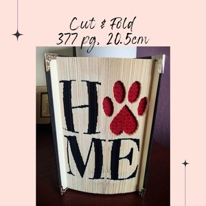 BOOK FOLDING PATTERN_Cut and Fold_Home with a pawprint