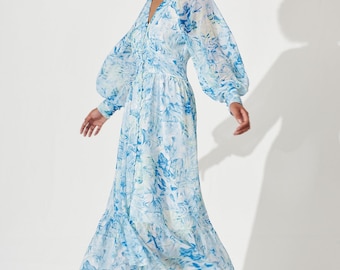 Tori Floral Maxi Dress Blue