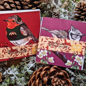 Cartes de Noël oiseaux festifs