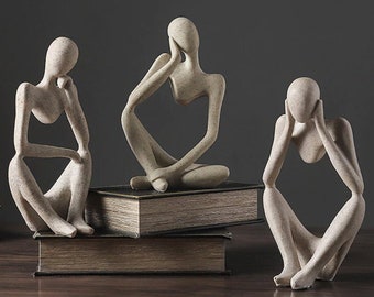 Left Creproly Thinker Statue Resin Sculpture Figurines Art White Abstract Sculptures Thinker Man Statue Home Office Table Desk Bookshelf Decor Left Creproly Thinker Statue Resin Sculpture Figurines Art White Abstract Sculptures Thinker Man Statue Home Office Table Desk Bookshelf Decor
