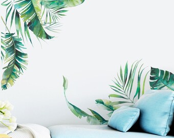 Tropical Leaves And Flowers Wall Art Home Room Sticker Vinyl z233 Tropical Leaves And Flowers Wall Art Home Room Sticker Vinyl z233