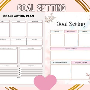 Minimal and Elegant Goals Action Planner Template weekly goal planner action goal planner
