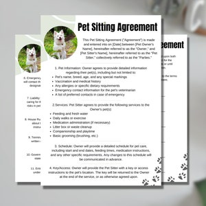 Pet Sitting Agreement - Canva Template - Pet Care