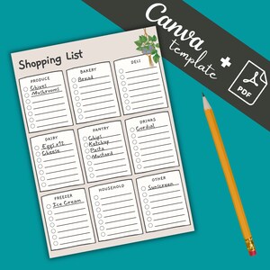 Grocery Shopping List - Pot Plants - Canva Template