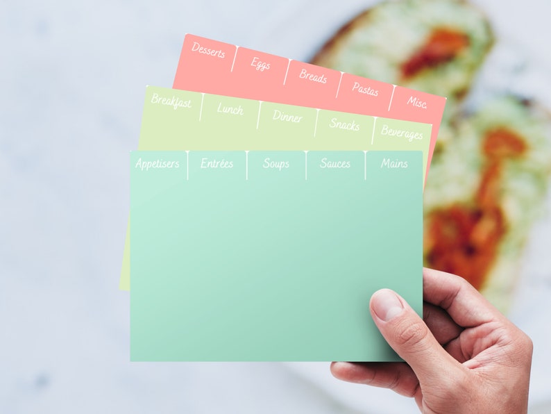 Printable Pastel Rainbow Recipe Card Dividers (18) - Canva Template - Etsy