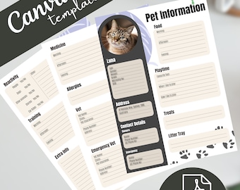 Pet Information Sheet - Canva Template - Pet Sitting (dog) - Etsy