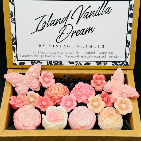 Handcrafted Flower Bouquet and Butterfly Wax Melts | Fragrant Home Decor | Unique Gift Idea| Island Vanilla Dream| Soy Wax Luxury Melts