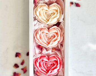 Custom Heart Tealight Gift Box, 3 Soy Wax Candles, Personalized Scent & Color, Romantic Coquette Decor, Valentine’s Day, Anniversary Gift