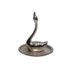 Silver Plated Swan Ring Holder, Hair Tie Holder, Vintage Silver Plated Ring Holder (#H2960)