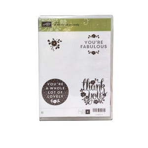 A Whole Lot of Lovely, Stampin Up USA, Rubber Stamp Set of 4, Used Discontinued, Stamping, Thank You (#H127)