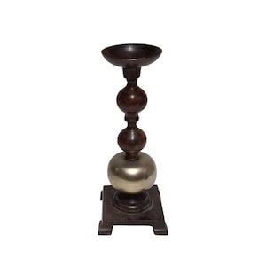 Exotic Vintage, Heavy Brass Candle Holder, Large 28cm high Rustic Candleholder, (#H3557)