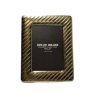 Stunning Vintage 5” x 7” Solid Brass Photo Frame,  Gold Vintage Photo Frame with Glass (#H3543)