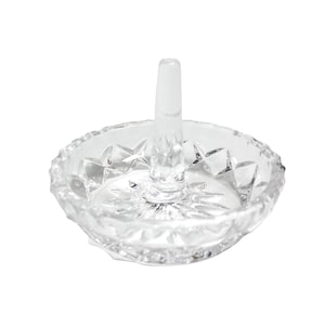 Vintage Yugoslavian Crystal Ring Holder, Hair Tie Holder, Genuine Lead Crystal Ring Dish, (#H1126)