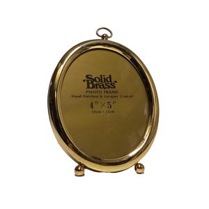 Solid Brass 4” x 5” Oval Fob Watch Design Photo Frame, Vintage Gold Frame with Glass (#H1518)