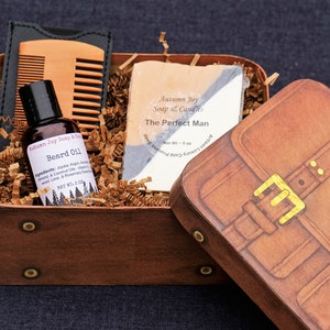 Olio da barba, sapone a freddo The Perfect Man, confezione regalo per la cura