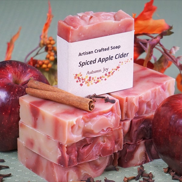 Apple Spiced Cider Soap – All-natural, Vegan, Cold Process, organic, essential oils of Cinnamon, Orange, and Clove.