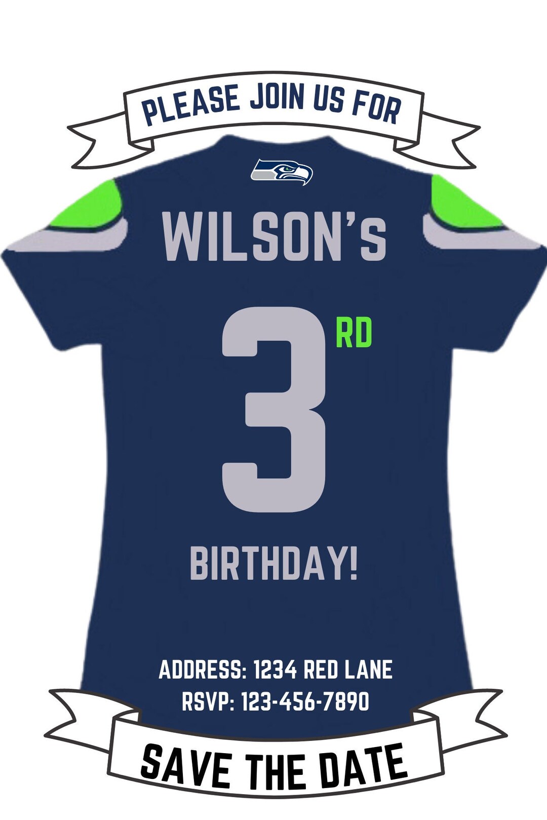 NFL Seattle Seahawks Birthday Invitation Template - Etsy