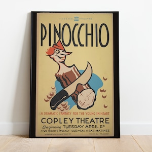 Vintage Pinocchio Poster, Vintage Theater Poster, digitale Kunst, Galerie Wandkunst, Retro Poster, digitaler Download, Pinocchio Poster