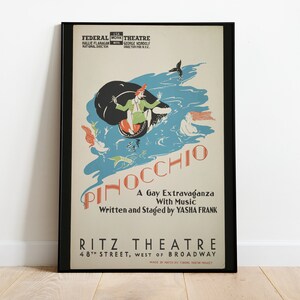 Vintage Pinocchio Poster, Vintage Theater Poster, digitale Kunst, Galerie Wandkunst, Retro Poster, digitaler Download, Pinocchio Poster