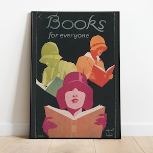 Vintage Reading Art Print, Art Deco Wall Art, Printable Art, 1930s Art Print, Art Deco Print, Reading Poster, Vintage Reading Poster