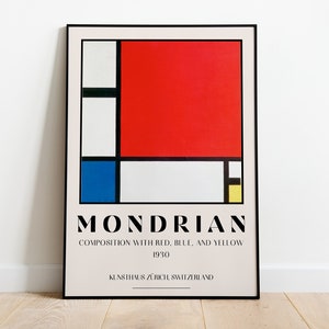 Piet Mondrian Poster, Composition with Red, Blue and Yellow, Piet Mondrian Art Print, Bauhaus Poster, Abstract Art, Cubism, Modern Art, Gift