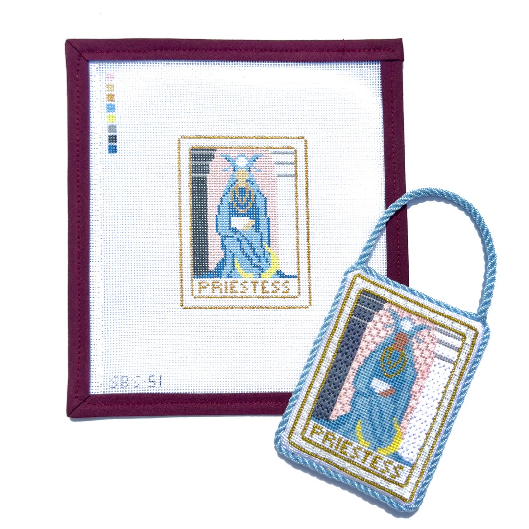 The Priestess Tarot Card Hand Painted Needlepoint Canvas 18 Etsy