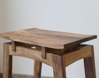 Handmade Walnut Bench Wooden Stool Rustic Bench